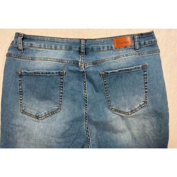 Sidefeel Jeans Distressed Medium Wash Straight Leg High Rise Stretch Women's 18 - Picture 4 of 8